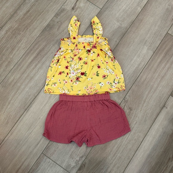 Girls 2-piece Summer Outfit -Yellow Floral- The Children's Place size 4T - Picture 2 of 7